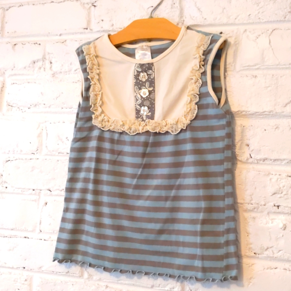 Persnickety Blue and Brown Striped Top